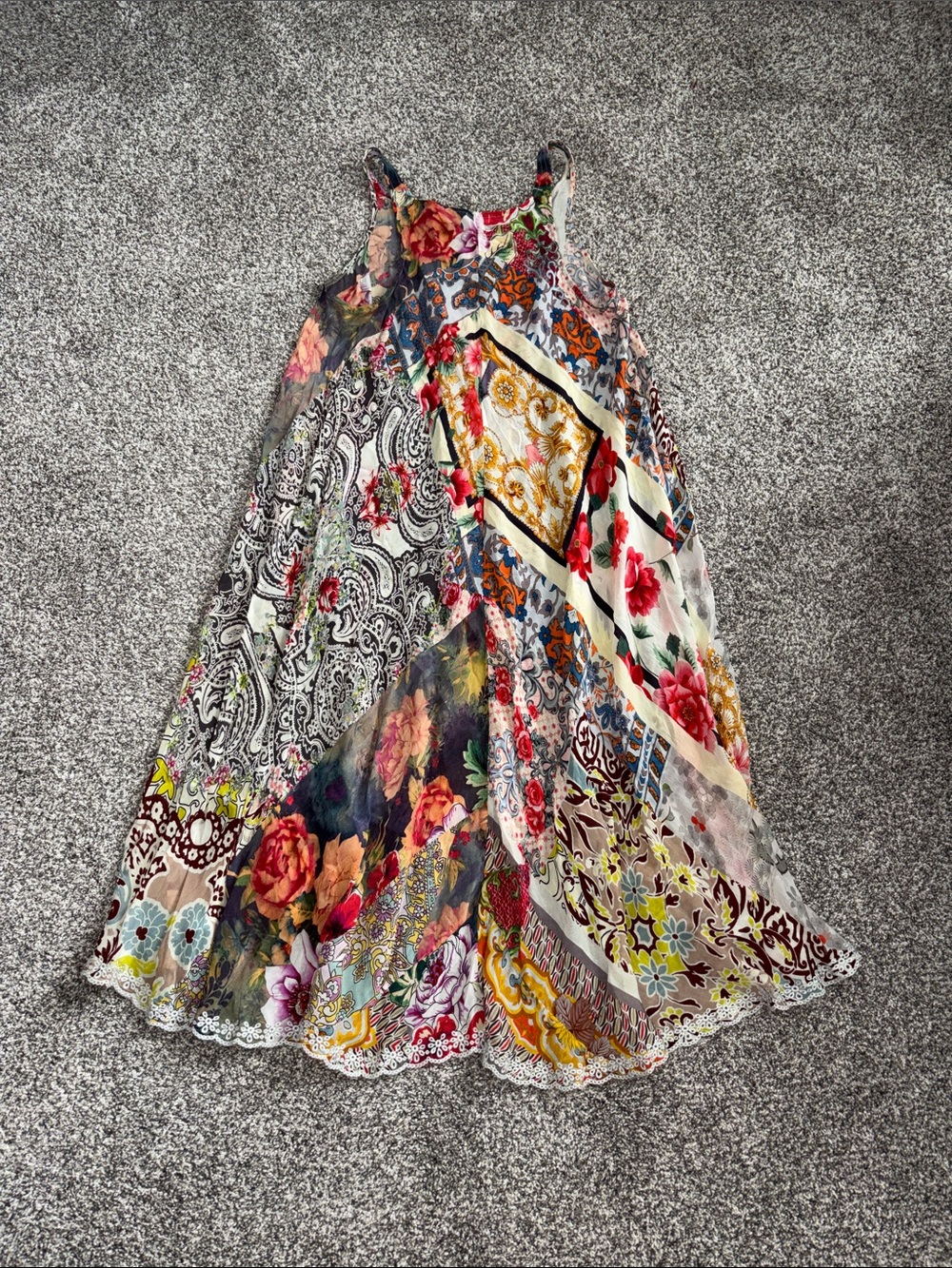 Johnny Was Women's Silk Patchwork-Print MIDI Slip Dress Size M - Picture 6 of 6